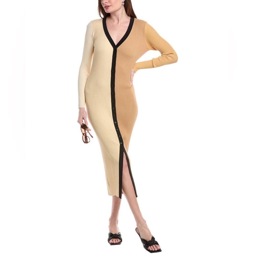 STAUD Shoko Midi Dress In Beige Medium